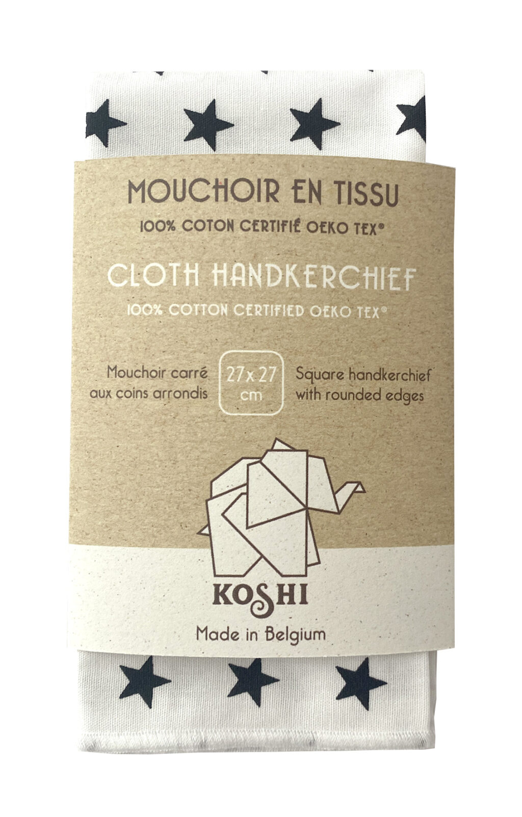 Mouchoir en tissu Koshi. Thème ciel étoile blanc