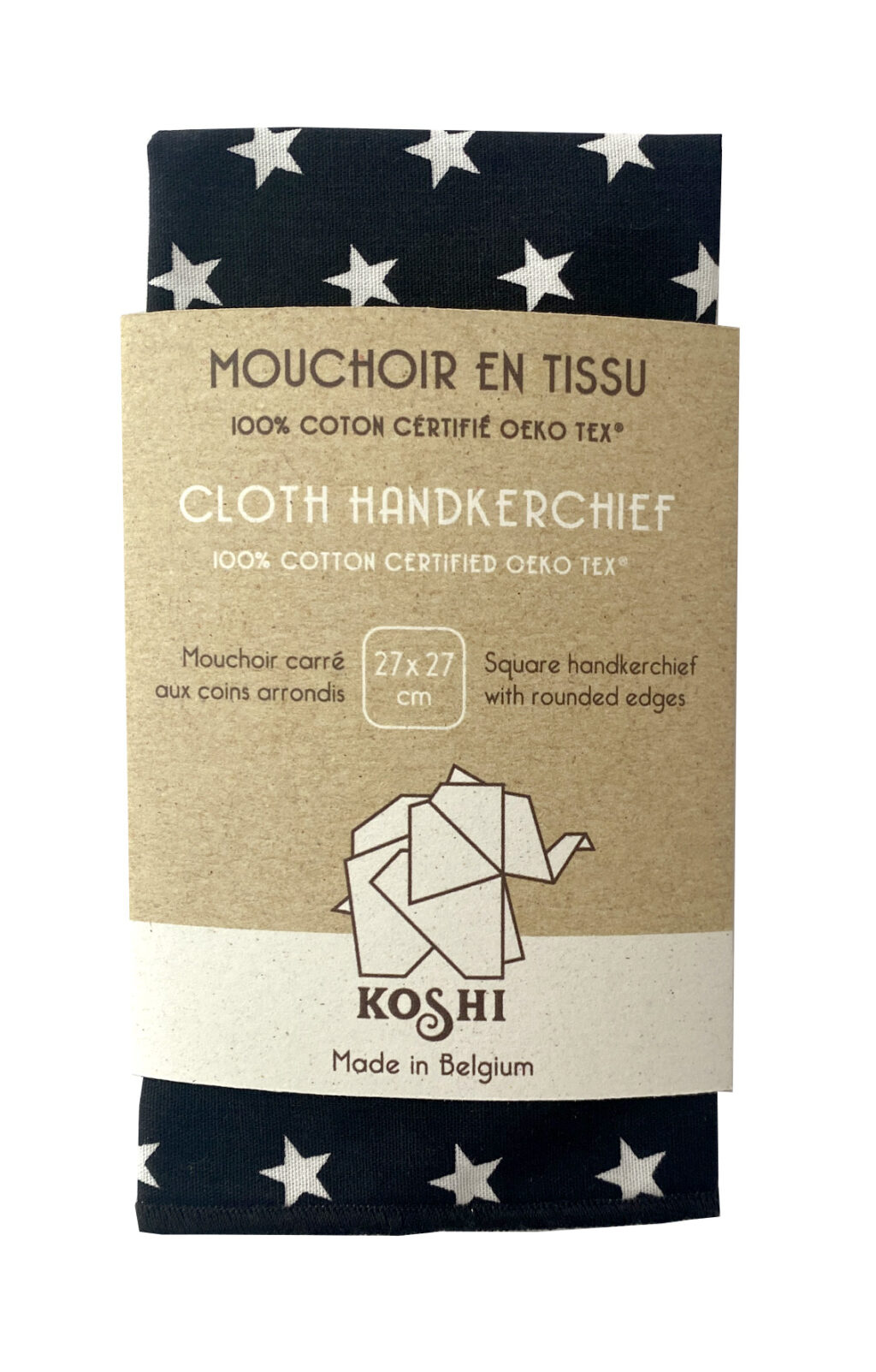 Mouchoir en tissu Koshi. Thème ciel étoile noir