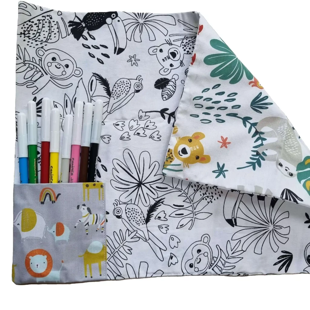 Set de table à colorier lavable motif jungle/jungle