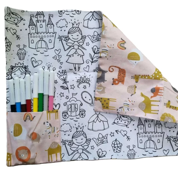 Set de table à colorier lavable motif princesse