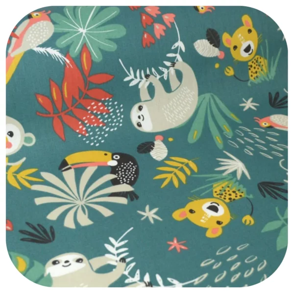 Mouchoir en tissu réutilisable 35x35 cm, coton Oeko-Tex, cousu en Belgique. Motif savane.
