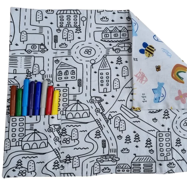 Set de table à colorier lavable motif voitures