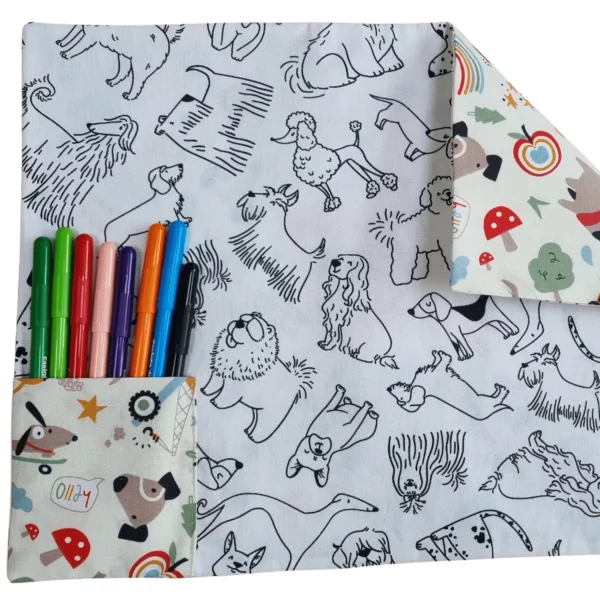 Set de table à colorier lavable motif chiens