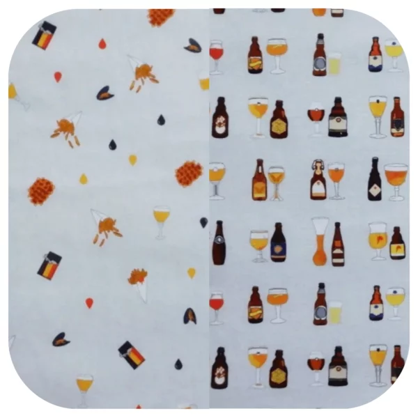 Mouchoir lavable avec des motifs de la Belgique et des bières belges, cadeau éco-responsable