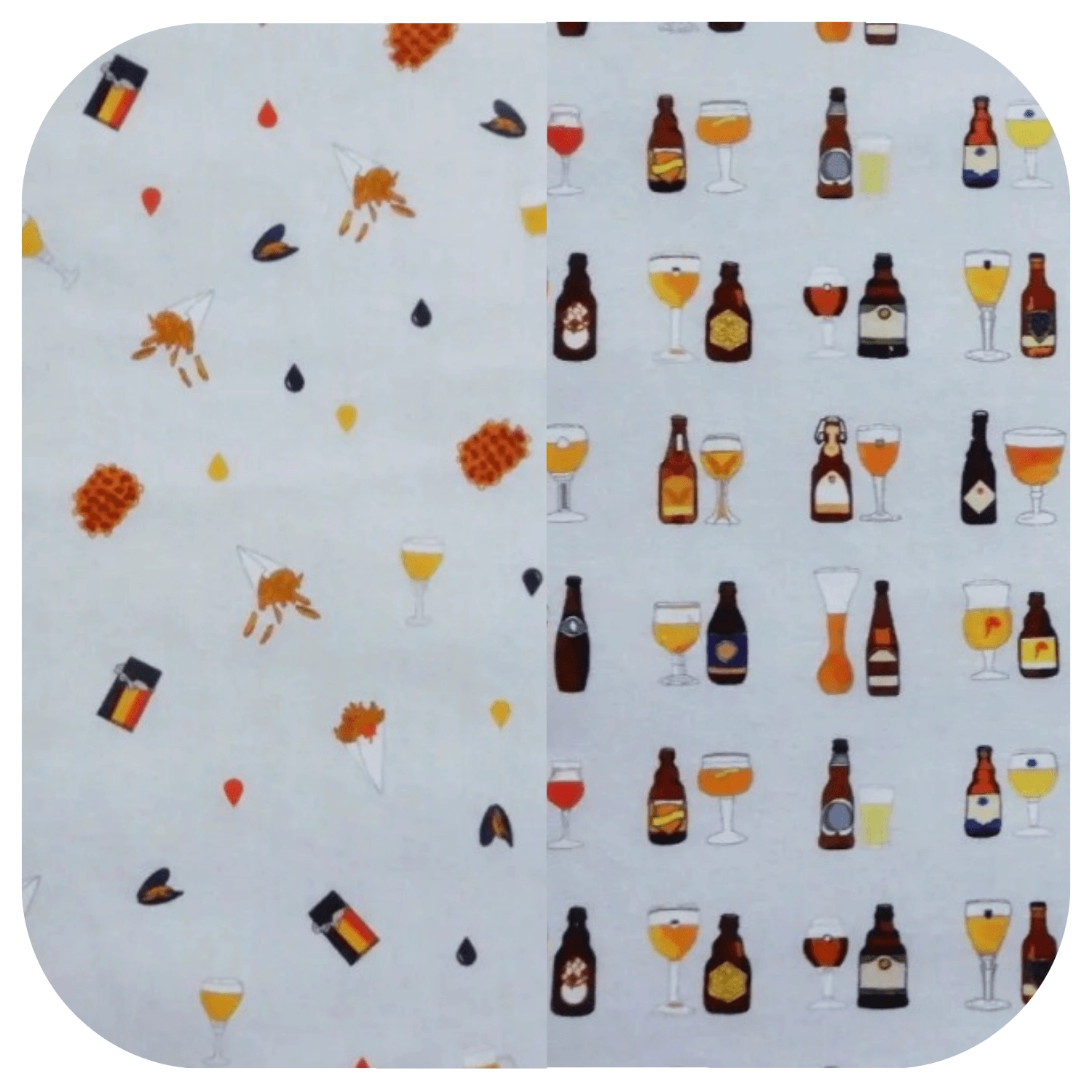 Mouchoir lavable avec des motifs de la Belgique et des bières belges, cadeau éco-responsable