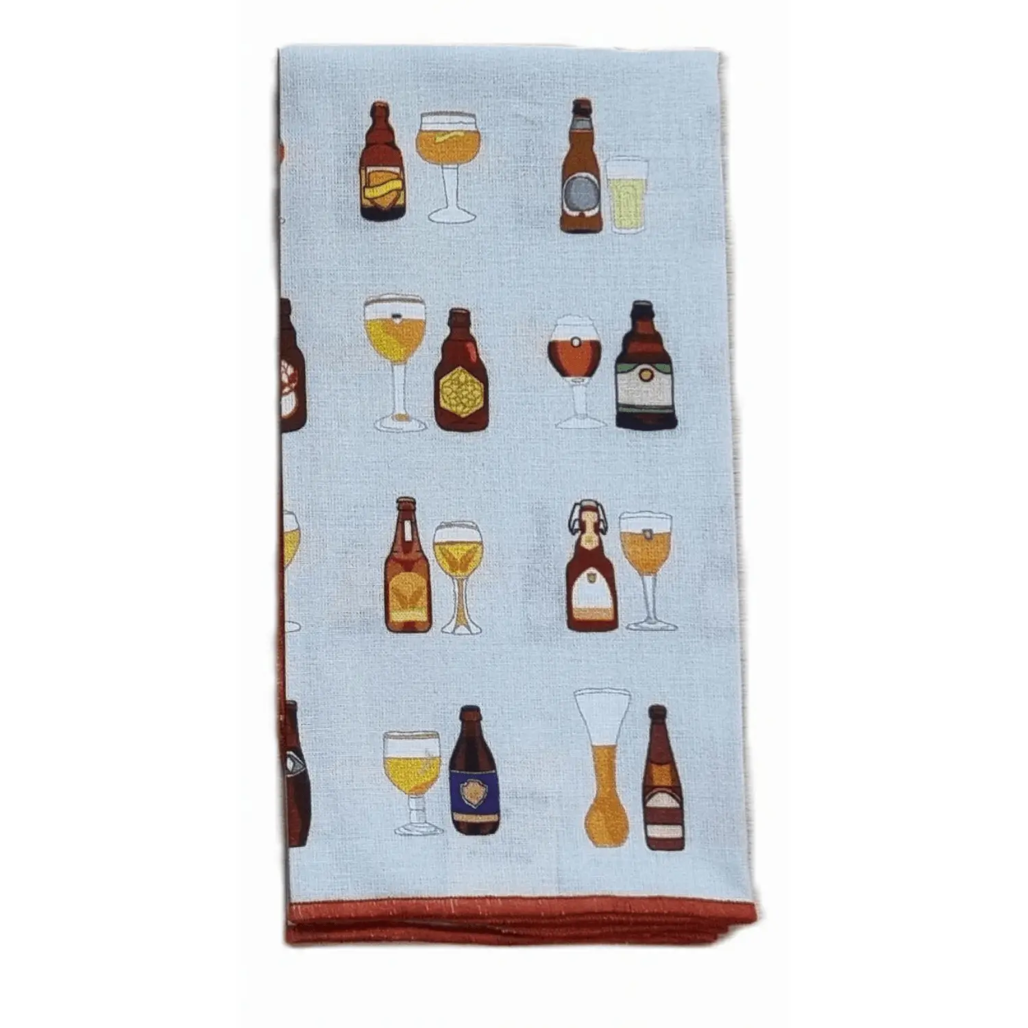Mouchoir en tissu réutilisable avec motifs de bières belges.